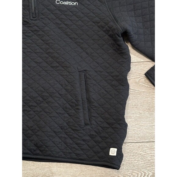 Marine Layer Sweater Mens 2XL XXL Black Quilted Soft Pullover Quarter Zip Casual - Picture 2 of 7